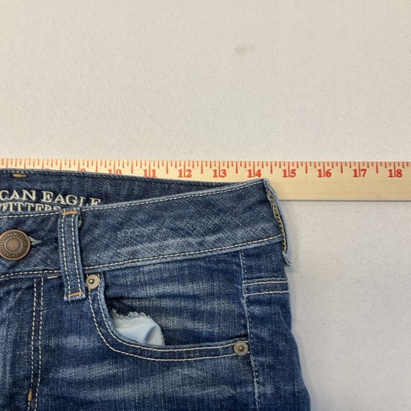 American Eagle Women's Juniors Denim Shorts Pocket Design Stretch Sz 2 Cutoffs - Picture 6 of 7